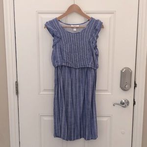 Motherhood Maternity Blue Tiered Nursing Dress